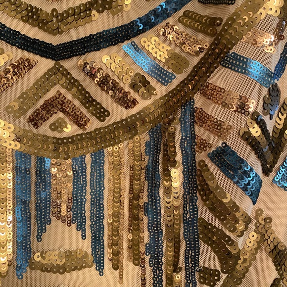 🔷Bebe gold sequin mini dress🔷 - Picture 3 of 4